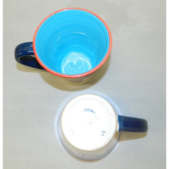 Euro Ceramica Mugs Set of 2 Zanzibar Coffee Tea Stoneware Hand Painted Floral - Picture 6 of 9